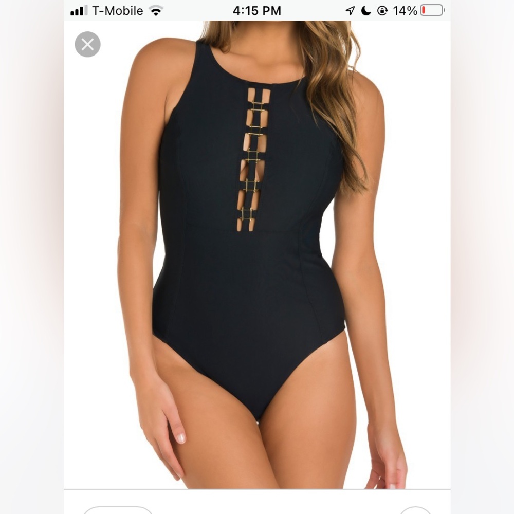 🏇 Amoressa  Miraclesuit Sonder Black One-Piece Swimsuit with Gold Accents